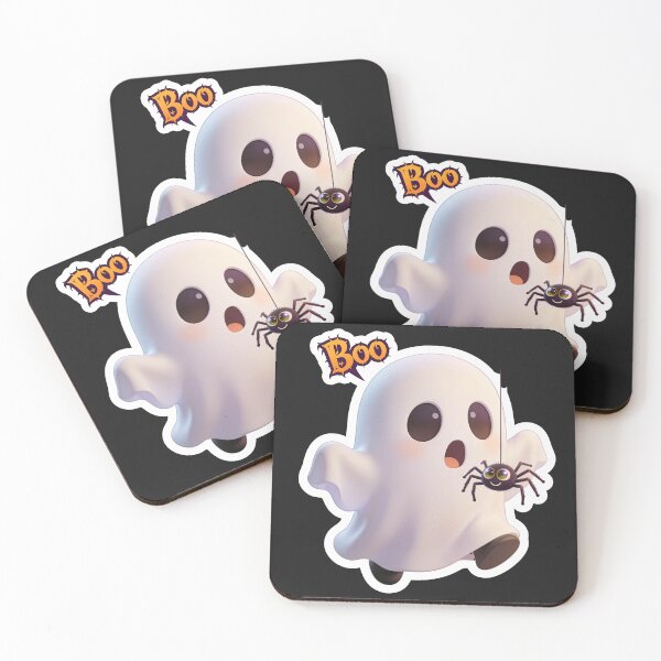 Item preview, Cute Ghost Holding a Smiling Spider Funny Halloween Cartoon Sticker designed and sold by OksArtStudio.