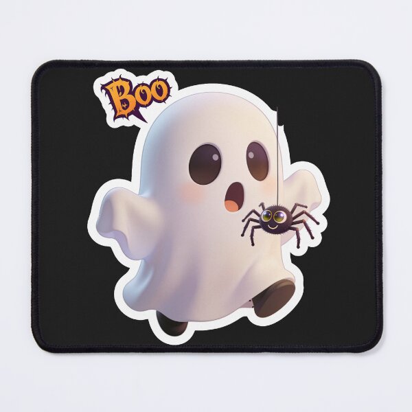 Item preview, Cute Ghost Holding a Smiling Spider Funny Halloween Cartoon Sticker designed and sold by OksArtStudio.