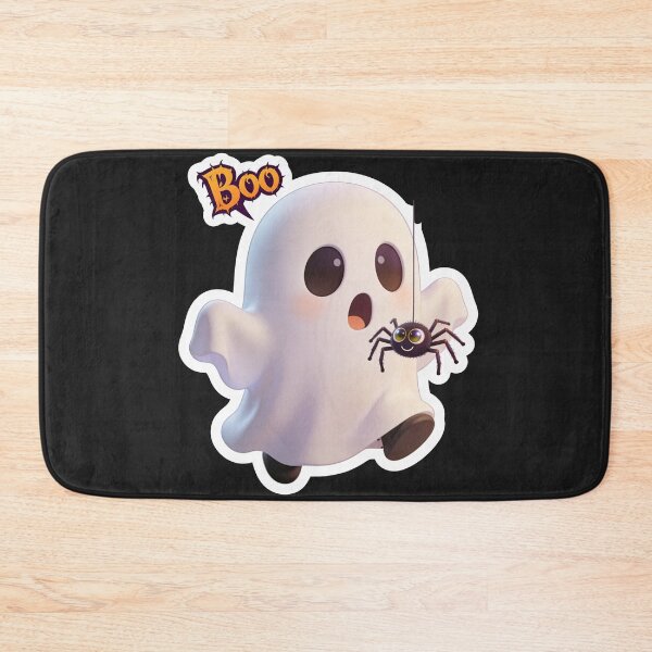 Item preview, Cute Ghost Holding a Smiling Spider Funny Halloween Cartoon Sticker designed and sold by OksArtStudio.