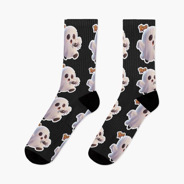 Item preview, Cute Ghost Holding a Smiling Spider Funny Halloween Cartoon Sticker designed and sold by OksArtStudio.
