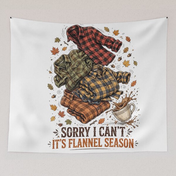 Item preview, Sorry I Can't It's Flannel Season Funny Fall Flannel Shirt Stack Coffee Autumn designed and sold by Yellowriversss.
