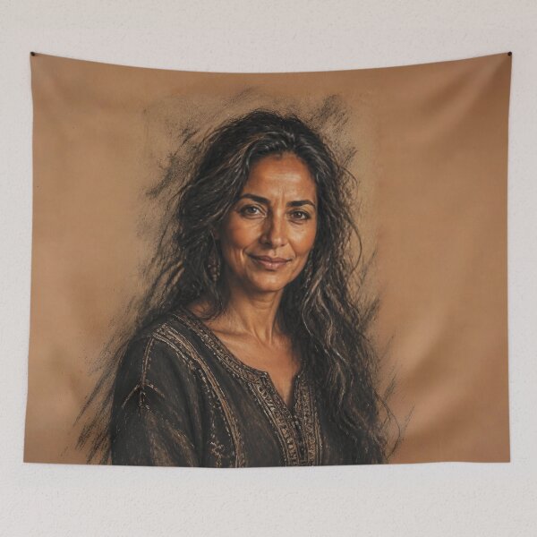 Item preview, Charcoal and Pastel Portrait of a Berber Woman designed and sold by Lucia Amaris Art.
