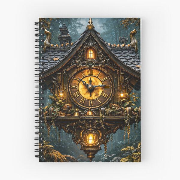 Item preview, Enchanted Forest Cuckoo Clock – Gothic Fantasy Antique Clockwork Print designed and sold by Kaleidoscope Print.