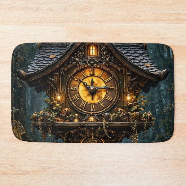 Item preview, Enchanted Forest Cuckoo Clock – Gothic Fantasy Antique Clockwork Print designed and sold by Kaleidoscope Print.