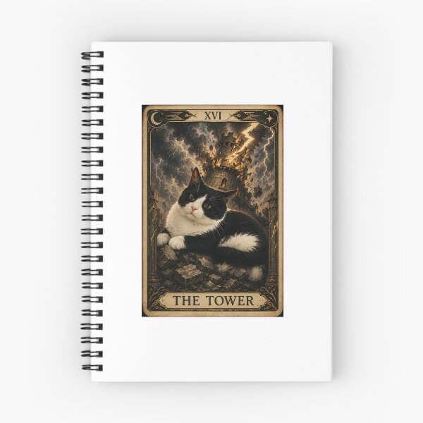 Item preview, The Tower Tuxedo Cat Tarot designed and sold by LivingRoomZoo.