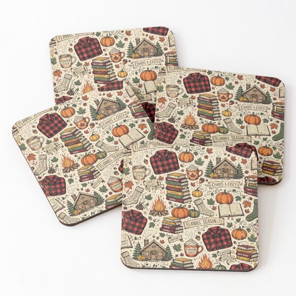 Item preview, Flannel Season Chaos And Cozy Fall Pattern Pumpkin Spice Cabin Books Autumn designed and sold by Yellowriversss.
