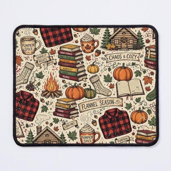 Item preview, Flannel Season Chaos And Cozy Fall Pattern Pumpkin Spice Cabin Books Autumn designed and sold by Yellowriversss.