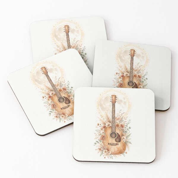 Item preview, Boho Acoustic Guitar Botanical Watercolor Art Print designed and sold by TheMinimalFrame.