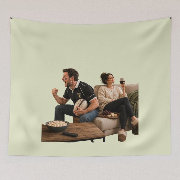 Item preview, I Rugby, She Wines | Funny Rugby Fan Gift | Couples Humor designed and sold by CJLindy.