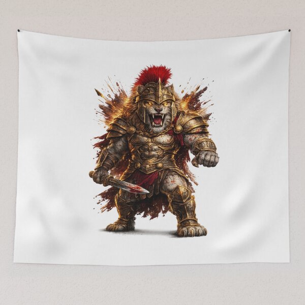 Item preview, Gladiator Lion Warrior – Fierce 3D Cartoon Roman Champion designed and sold by AlexLineArt.