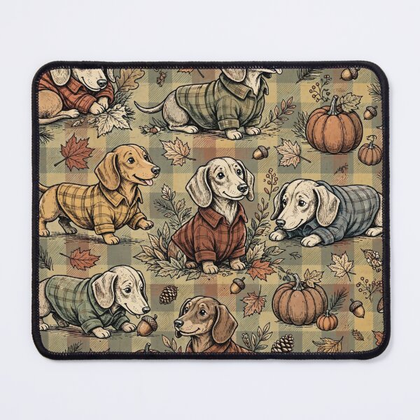 Item preview, Flannel Season Dachshund Fall Pattern Cute Wiener Dog Pumpkin Autumn Plaid designed and sold by Yellowriversss.