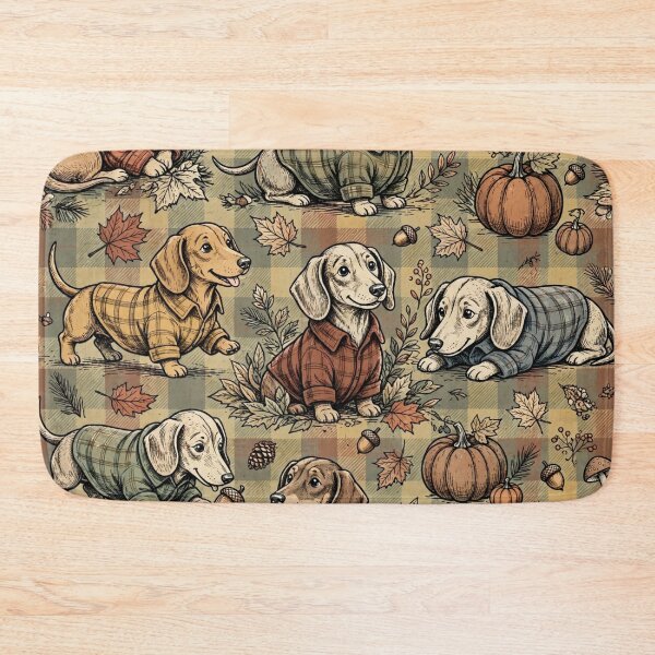 Item preview, Flannel Season Dachshund Fall Pattern Cute Wiener Dog Pumpkin Autumn Plaid designed and sold by Yellowriversss.