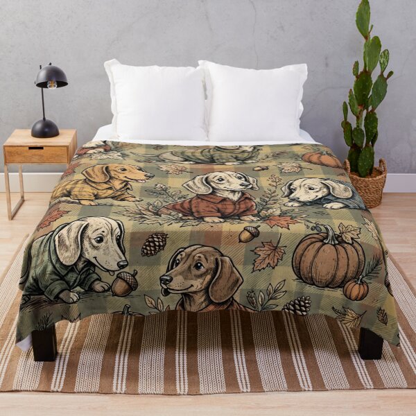 Item preview, Flannel Season Dachshund Fall Pattern Cute Wiener Dog Pumpkin Autumn Plaid designed and sold by Yellowriversss.