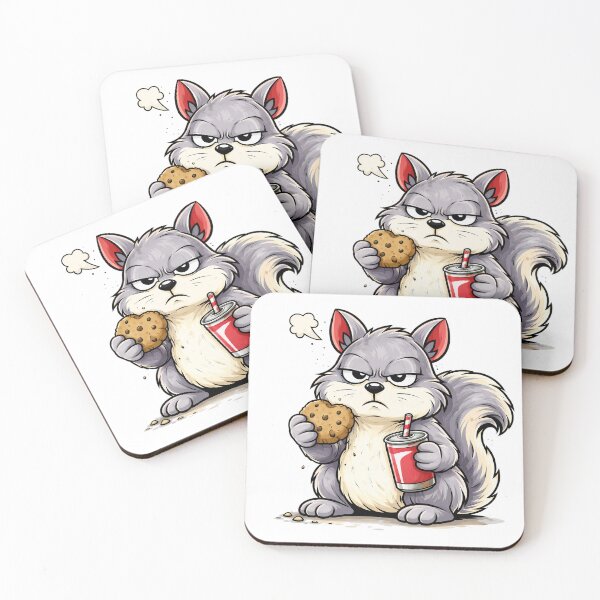 Item preview, Grumpy Squirrel Snack Break Funny Cartoon Food Design. designed and sold by The-T-In-Retro.