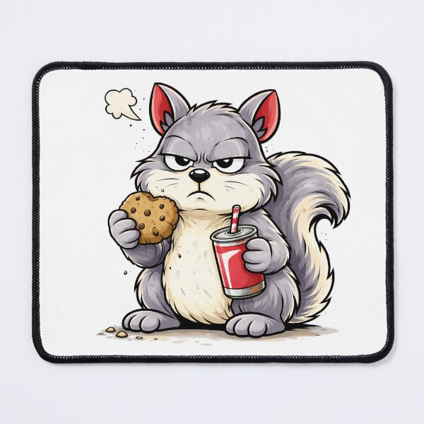 Item preview, Grumpy Squirrel Snack Break Funny Cartoon Food Design. designed and sold by The-T-In-Retro.
