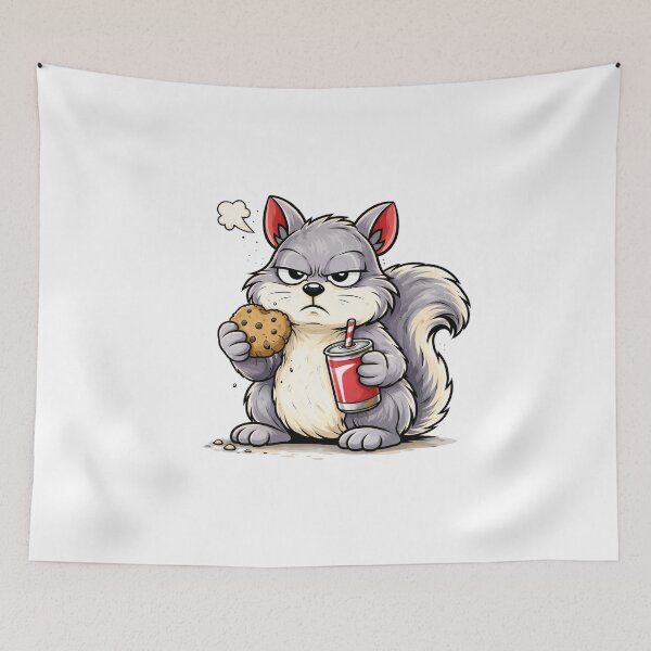 Item preview, Grumpy Squirrel Snack Break Funny Cartoon Food Design. designed and sold by The-T-In-Retro.