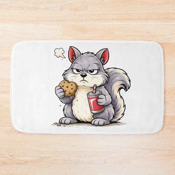 Item preview, Grumpy Squirrel Snack Break Funny Cartoon Food Design. designed and sold by The-T-In-Retro.