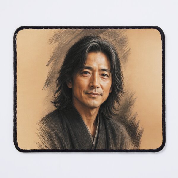 Item preview, Charcoal and Pastel Portrait of a Japanese Man designed and sold by Lucia Amaris Art.