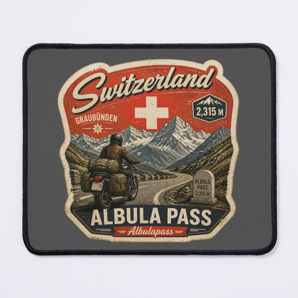 Item preview, Albula Pass Albulapass Switzerland Alps Motorcycle Sticker TShirt 06 designed and sold by OuterShellUK.