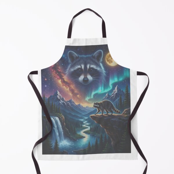 Item preview, Cosmic Raccoon Under Aurora Night Sky And Galaxy Mountain Wilderness designed and sold by raedattia.