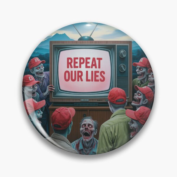 Artikelvorschau, Repeat Our Lies – Retro Propaganda Media Satire Art entworfen und verkauft von Designs By Ms Mal_Tas.
