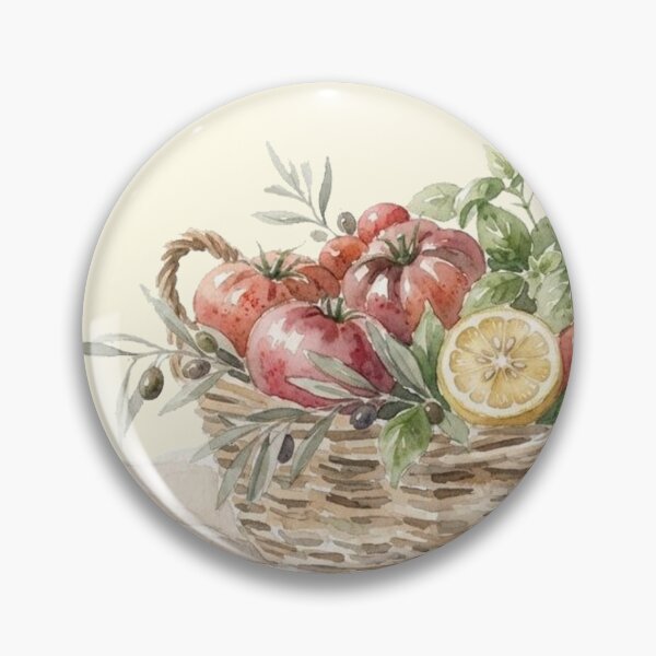 Item preview, End of Summer Limited Collection: Mediterranean Tomato Basket Watercolor Print designed and sold by GrabaHuk.