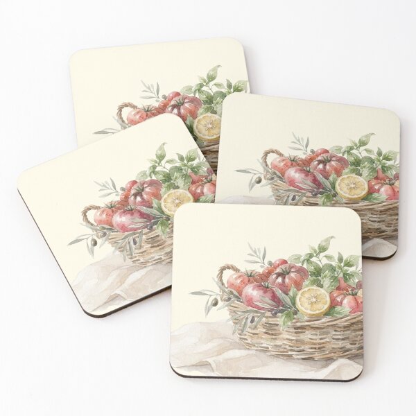 Item preview, End of Summer Limited Collection: Mediterranean Tomato Basket Watercolor Print designed and sold by GrabaHuk.