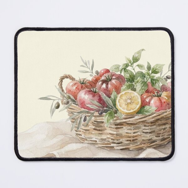 Item preview, End of Summer Limited Collection: Mediterranean Tomato Basket Watercolor Print designed and sold by GrabaHuk.