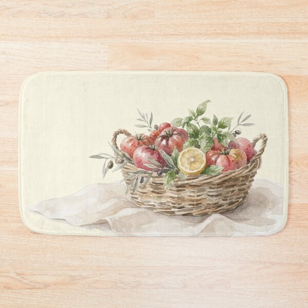 Item preview, End of Summer Limited Collection: Mediterranean Tomato Basket Watercolor Print designed and sold by GrabaHuk.