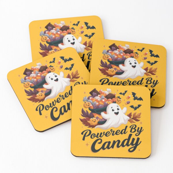 Item preview, Powered By Candy Cute Ghost Halloween Trick or Treat T-Shirt Design designed and sold by Zabolotna_Art.