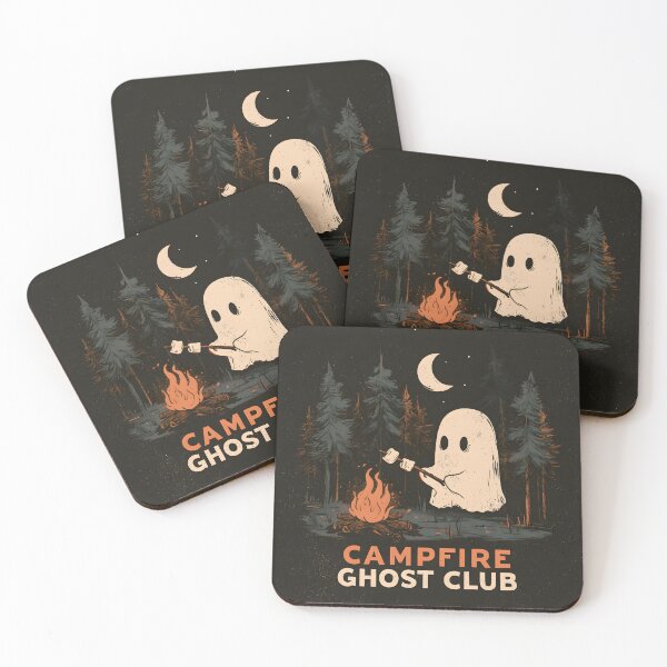 Item preview, Campfire Ghost Club Cute Vintage Halloween Camping T-Shirt designed and sold by KAM-KAM-STORE.