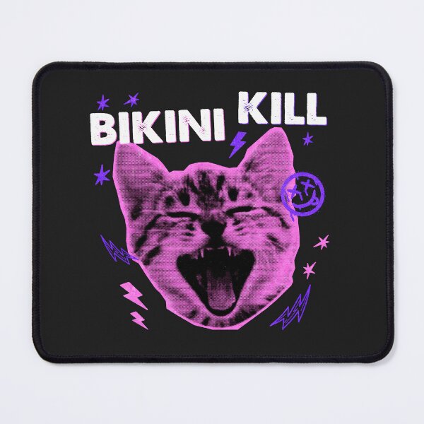 Item preview, Bikini Kill & the Punk Rock Kitten -  Cat Riot Grrrl Distressed Halftone Grunge Streetwear Graphic Design designed and sold by Miaou Studio.