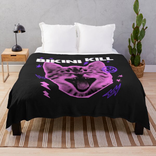Item preview, Bikini Kill & the Punk Rock Kitten - Cat Riot Grrrl Distressed Halftone Grunge Streetwear Graphic Design designed and sold by Miaou Studio.
