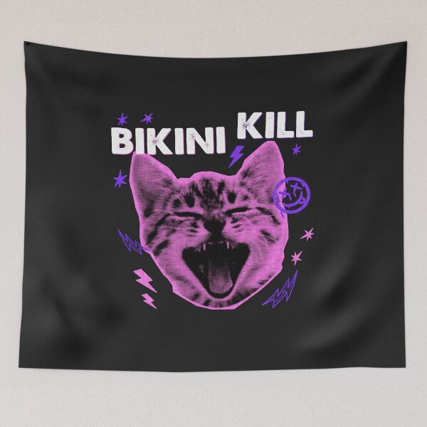 Item preview, Bikini Kill & the Punk Rock Kitten -  Cat Riot Grrrl Distressed Halftone Grunge Streetwear Graphic Design designed and sold by Miaou Studio.