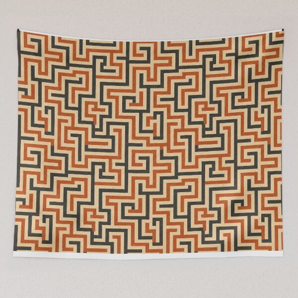 Item preview, Vintage Greek Key Maze Pattern – Terracotta and Black Geometric Design designed and sold by Skaldcraft.