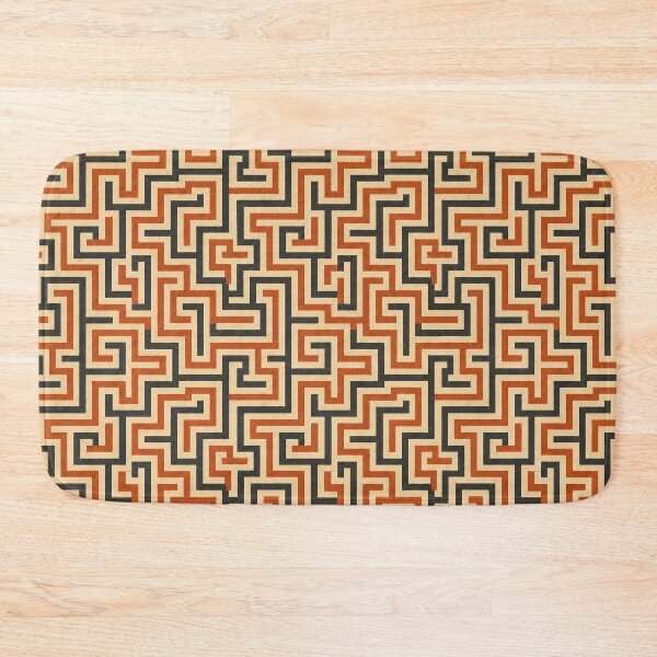 Item preview, Vintage Greek Key Maze Pattern – Terracotta and Black Geometric Design designed and sold by Skaldcraft.