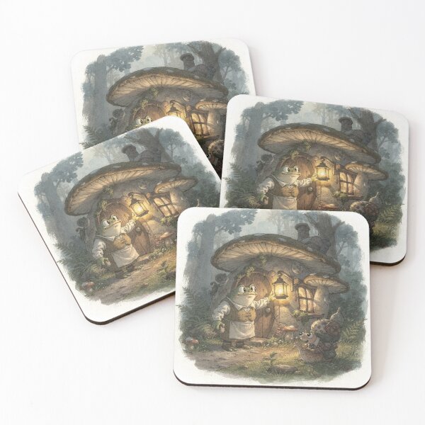 Item preview, Toad Innkeeper Welcoming a Weary Snail Cottagecore Art designed and sold by PictorialWhimsy.