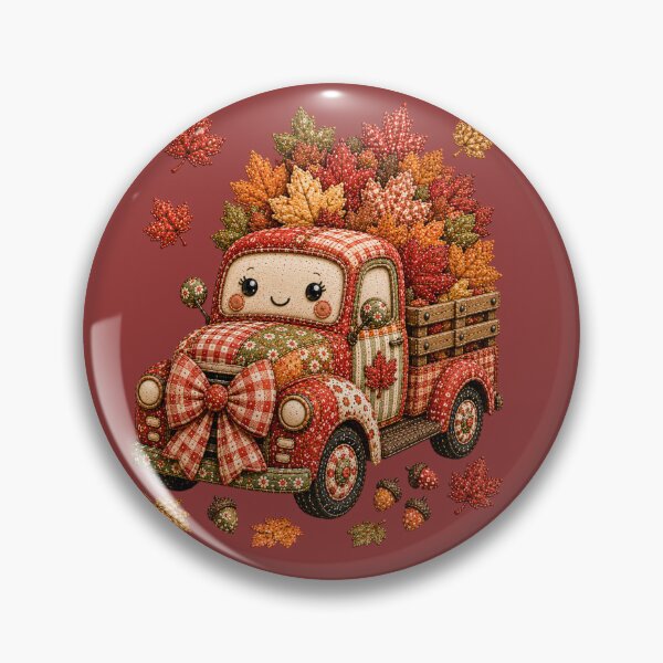 Item preview, Cute Autumn Harvest Vintage Patchwork Truck with Leaves designed and sold by DecoVibe.