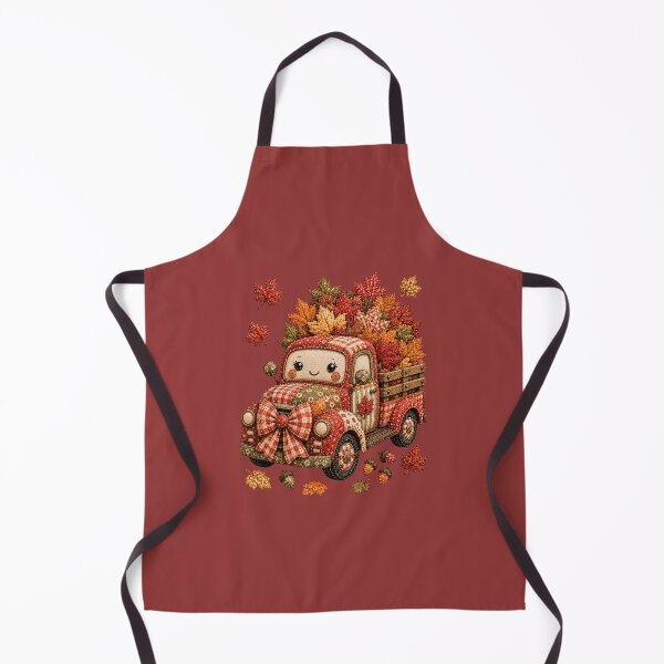 Item preview, Cute Autumn Harvest Vintage Patchwork Truck with Leaves designed and sold by DecoVibe.