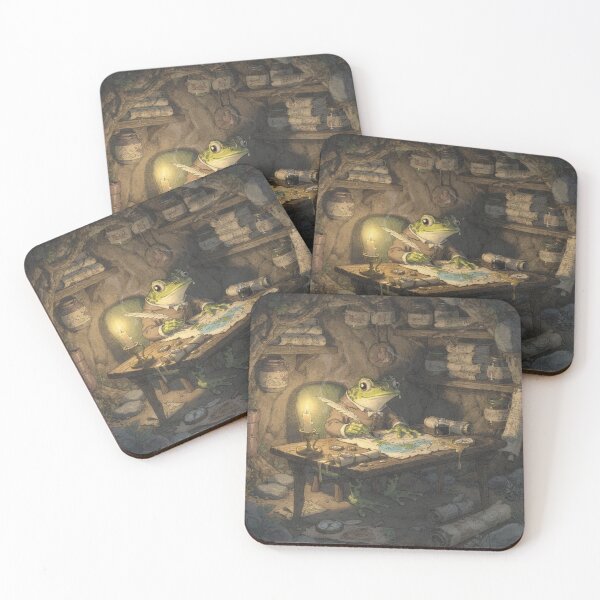 Item preview, Frog Cartographer Mapping the Whole Pond Cottagecore Art designed and sold by PictorialWhimsy.