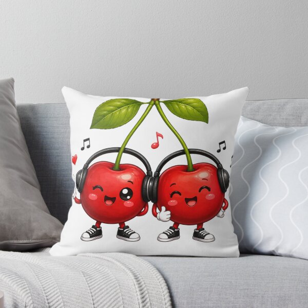 Item preview, Cute Music Lover Cherries Kawaii Sticker | Happy Cherry Duo Character designed and sold by NakottaFashion.