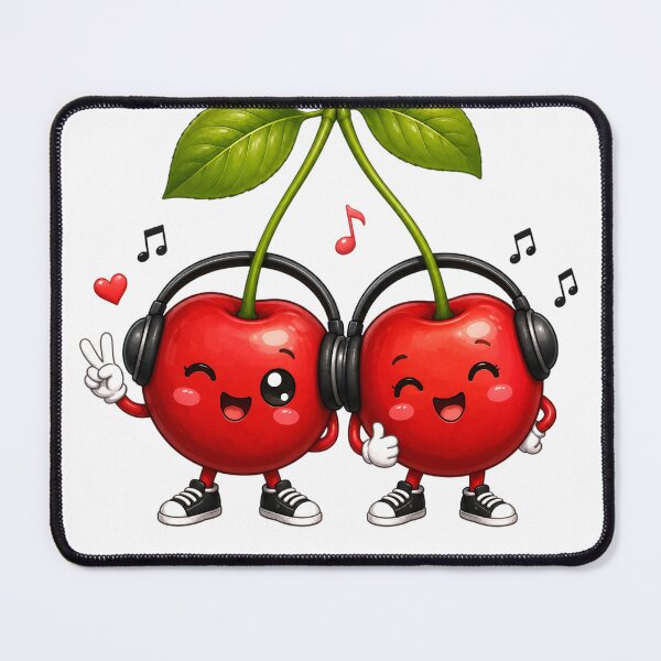 Item preview, Cute Music Lover Cherries Kawaii Sticker | Happy Cherry Duo Character designed and sold by NakottaFashion.