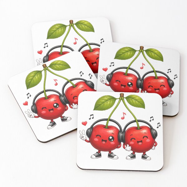 Item preview, Cute Music Lover Cherries Kawaii Sticker | Happy Cherry Duo Character designed and sold by NakottaFashion.