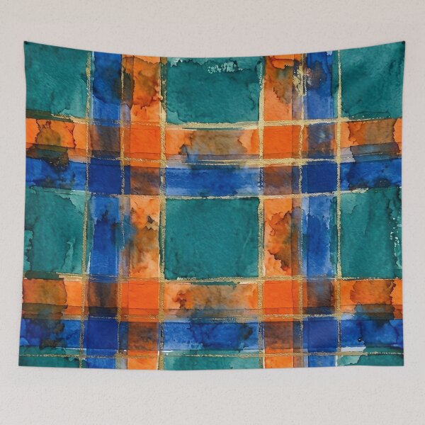 Item preview, Blue Orange Plaid Pattern  designed and sold by GraphicsClub.