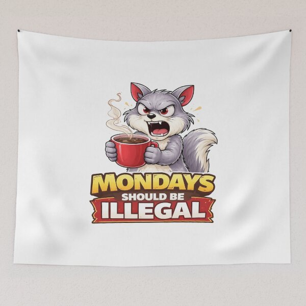 Item preview, Mondays Should Be Illegal Grumpy Squirrel Coffee Design. designed and sold by The-T-In-Retro.