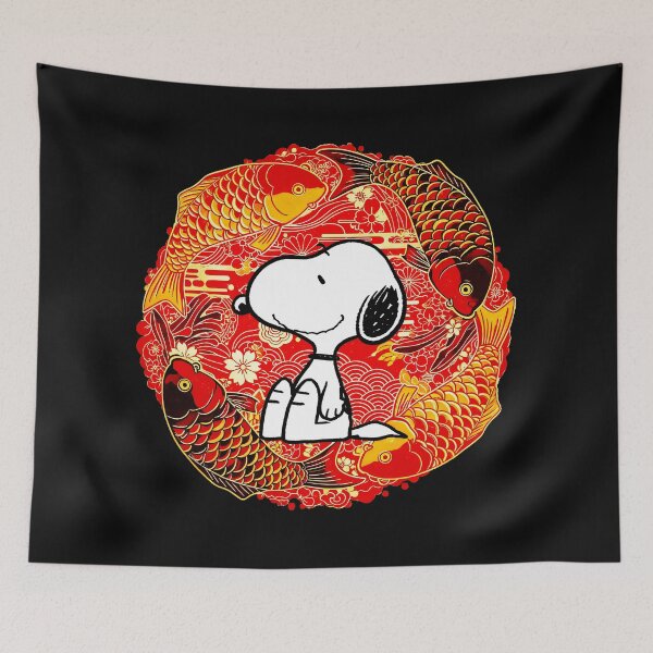 Item preview, Snoopy Koi Fish Chinese New Year Peanuts Fan designed and sold by NovaNeal.
