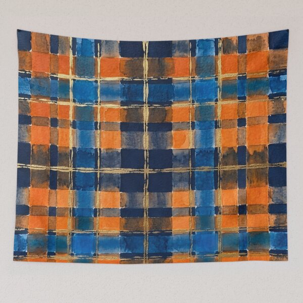 Item preview, Blue Orange Plaid Pattern  designed and sold by GraphicsClub.