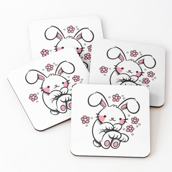 Item preview, Bunny Cute Kawaii Blushing Rabbit Pink Sakura Blossom Graphic designed and sold by BlancheDrawe.