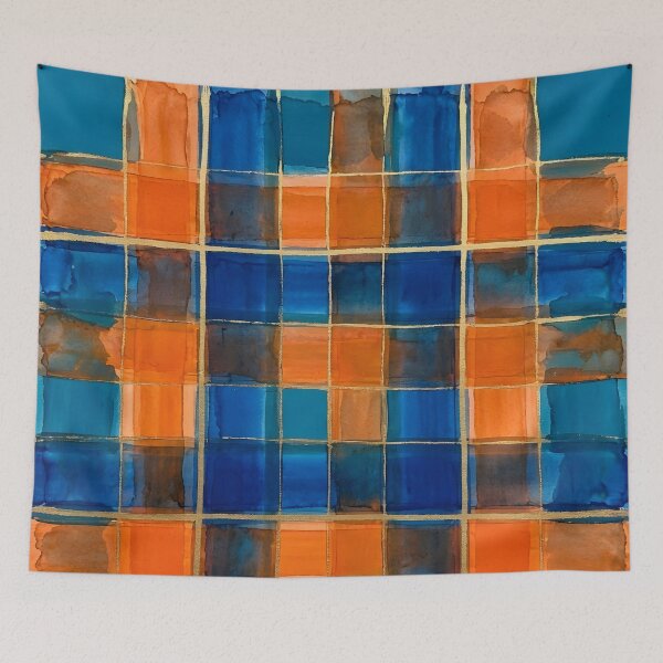 Item preview, Blue Orange Plaid Pattern  designed and sold by GraphicsClub.