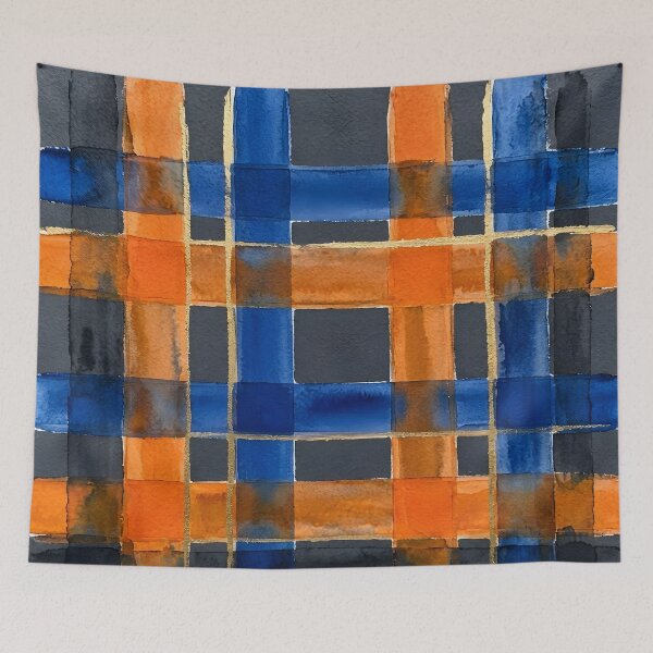 Item preview, Blue Orange Plaid Pattern  designed and sold by GraphicsClub.